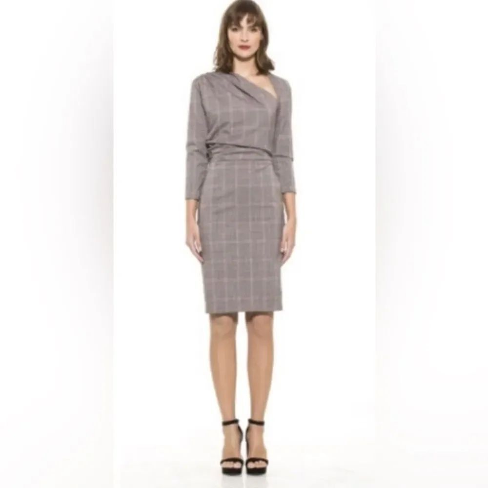 Alexia Admor Olive Plaid Sheath Dress Size XS